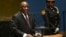 South African President Cyril Ramaphosa addresses the 78th United Nations General Assembly at UN headquarters in New York City on September 19, 2023. (Photo by Ed JONES / AFP)