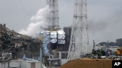 This handout picture shows the damaged third (L) and fourth reactors of the TEPCO Fukushima No.1 power plant in Fukushima, north of Tokyo, March 16, 2011