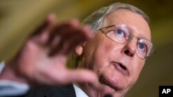 FILE - Senate Majority Leader Mitch McConnell of Kentucky says that "there have been broad requests for a clean continuing resolution. So that's what I've just offered."