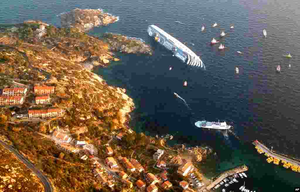 The Costa Concordia off the coast of Italy. (Reuters)