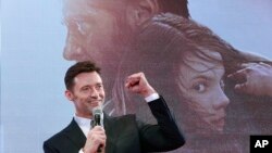 Actor Hugh Jackman speaks during the Japan premiere of his film "Logan" in Tokyo, May 24, 2017.