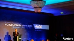 Hungarian Prime Minister Viktor Orban delivers a speech during the 14th Plenary Assembly of the World Jewish Congress in Budapest, May 5, 2013.