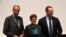 Christian Democratic Union (CDU) candidates Friedrich Merz, Annegret Kramp-Karrenbauer and Jens Spahn arrive at a regional conference in Luebeck, Germany, Nov. 15, 2018. 