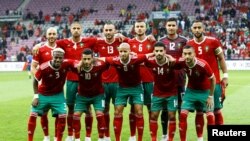 L'équipe marocaine lors d'un match amical contre l'Ukraine en Suisse le 31 mai 2018