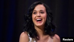 FILE - Singer Katy Perry takes part in a panel discussion.