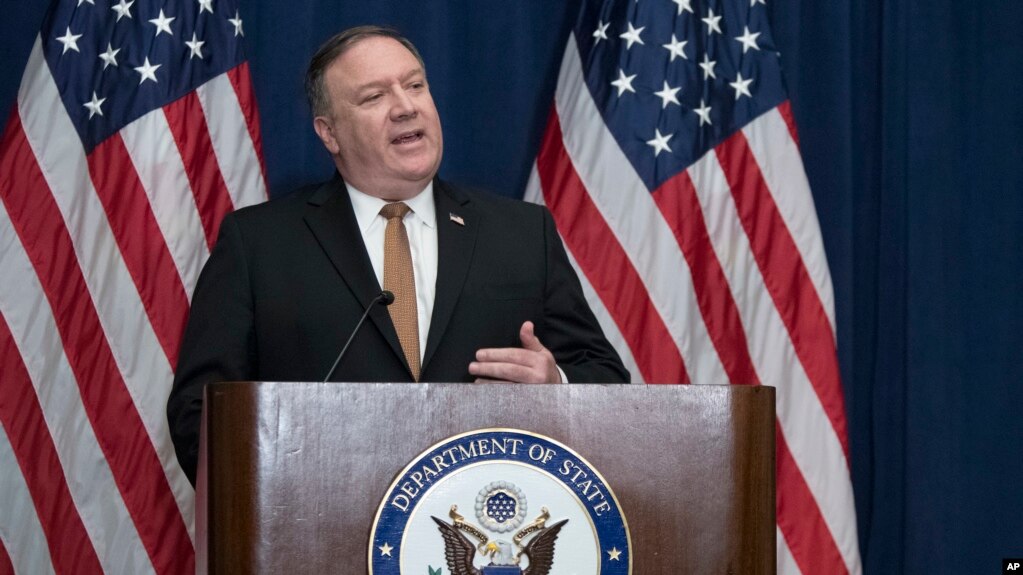 Ngoại trưởng Mike Pompeo phát biểu trong cuộc họp báo tại New York ngày 31/5/2018.