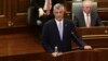 Kosovo's new president Hashim Thaci addresses lawmakers after a swearing-in ceremony at the Parliament in Pristina, April 7, 2016. 