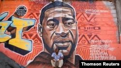Graffiti depicting African-American man George Floyd in Nairobi, Kenya.