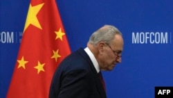 U.S. Senate Majority Leader Chuck Schumer in Beijing on Oct. 9, 2023. After being pressured by Schumer, Beijing condemned the attacks in Israel without naming Hamas. 