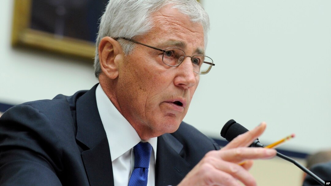 FILE - Defense Secretary Chuck Hagel testifies before the House Armed Services Committee on Capitol Hill in Washington, D.C.