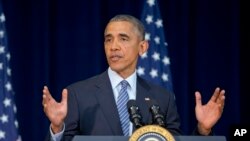 El presidente Barack Obama habla en la Conferencia de Jefes de Misiones Diplomáticas en el Departamento de Estado, en Washington D.C.