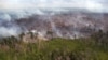 Foto udara kebakaran hutan yang terjadi di dekat desa Bokor, Kabupaten Kepulauan Meranti, Provinsi Riau (foto: ilustrasi). 