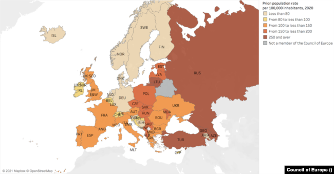 2020 yılında yer 100 bin kişiye düşen cezaevi mahkumu oranı