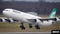 A Mahan Air plane takes off in this undated photo published by Iran's Mehr News Agency.