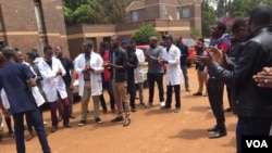 Doctors protest at Parirenyatwa Hospital in Harare.