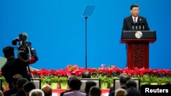 中国国家主席习近平2019年4月26日在北京举行的第二届一带一路高峰论坛上致辞。