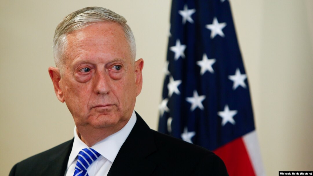 U.S. Defence Minister James N. Mattis is seen during a press conference before the commemoration of the 70th anniversary of the Marshall Plan at the George C. Marshall Center in Garmisch-Partenkirchen, Germany June 28, 2017. REUTERS/Michaela Rehle - RTS18