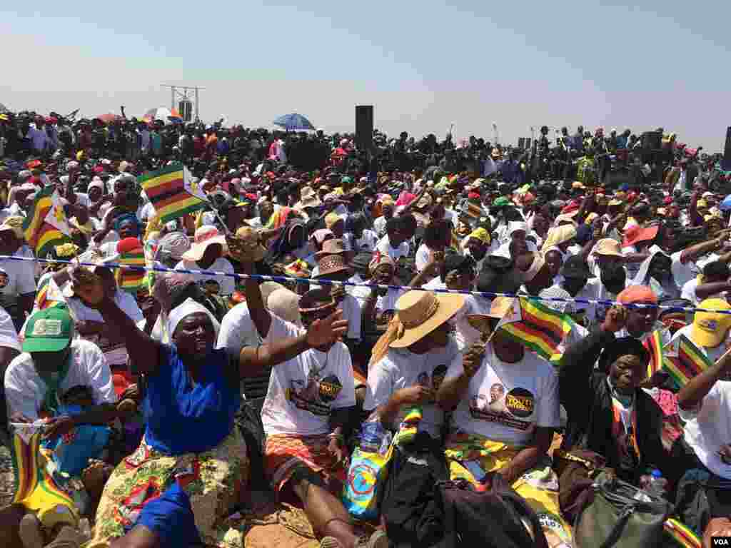 Some of the Zanu PF supporters who attended Friday rally addressed by President Robert Mugabe and his wife, Grace.