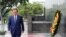 Japanese Prime Minister Yoshihide Suga leaves after laying a wreath at the mausoleum of Vietnam's late President Ho Chi Minh in Hanoi, Vietnam, Oct. 19, 2020.