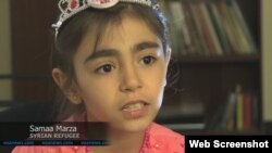 Em Samaa Marza, 8 tuổi, một người tị nạn Syria.