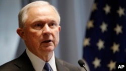 FILE - Attorney General Jeff Sessions speaks in Central Islip, N.Y. 
