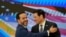 哥伦比亚总统阿韦拉多·德拉埃斯普里利亚和美国国务卿马尔科·卢比奥在哥伦比亚巴兰基亚举行的双边协议签署仪式上拥抱。（2026年9月8日）