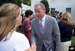 Knoxville, Tennessee, Police Chief David Rausch talks with media outside the White House, July 6, 2016, after he and other members of law enforcement met with senior White House officials to discuss the prescription opioid and heroin epidemic.