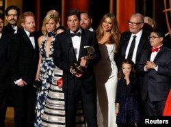 Executive producer Steven Levitan accepts the award for Outstanding Comedy Series for "Modern Family" during the 66th Primetime Emmy Awards in Los Angeles, CA., Aug. 25, 2014.