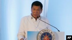 Philippine President Rodrigo Duterte says he wants all U.S. forces out of his country's south, where they have been advising local troops battling Muslim extremists.
