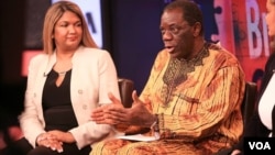 Usifo Edward Asikhia, a Nigerian physician, talks about autism challenges during a special edition of "Straight Talk Africa." Looking on is Susan Daniels of the U.S. National Institute of Mental Health.