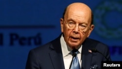 U.S. Commerce Secretary Wilbur Ross delivers a speech during the Americas Business Summit in Lima, Peru, April 12, 2018. 
