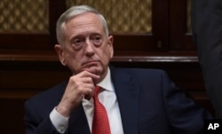 Defense Secretary James Mattis attends a meeting with President Donald Trump and Republican congressional leaders in the Roosevelt Room of the White House in Washington, Nov. 28, 2017.