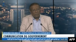 This photo taken from video obtained by AFPTV from Tele Tchad on Jan. 8, 2025, shows Chadian Foreign Minister Abderaman Koulamallah speaking on state television in N'Djamena, Chad, following a failed attack on the nation's presidential palace.