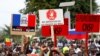 Opposition supporters attend a rally to celebrate the ousting of President Ibrahim Boubacar Keita, at the Independence Square in Bamako, Mali, Aug. 21, 2020.