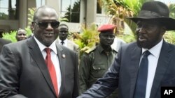 Mataimakin Shugaban kasa Riek Machar da Shugaban kasar Sudan ta Kudu Salva Kiir