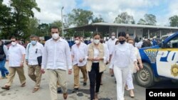 En el acto, desarrollado en Corinto, Honduras, participaron representantes de El Salvador, Guatemala, Honduras y México. [Foto cortesía cancillería salvadoreña].