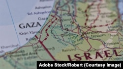 Map zoomed in of Gaza town of Gaza Strip, Israel.