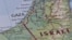 Map zoomed in of Gaza town of Gaza Strip, Israel.
