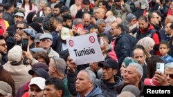 Rassemblement de soutien au président tunisien Kais Saied à Tunis, Tunisie, le 20 mars 2023.