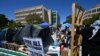 Pro-Palestinian students and activists set up a protest encampment on the campus at the University of California at Irvine (UCI) as they add to the number of protests against Israel's military siege on Gaza at US universities, on April 29, 2024 in Irvine,