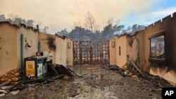 This photo provided by the Los Angeles County Department of Parks and Recreation shows wildfire damage at the Eaton Canyon Nature Center in Pasadena, California, Jan. 8, 2025.