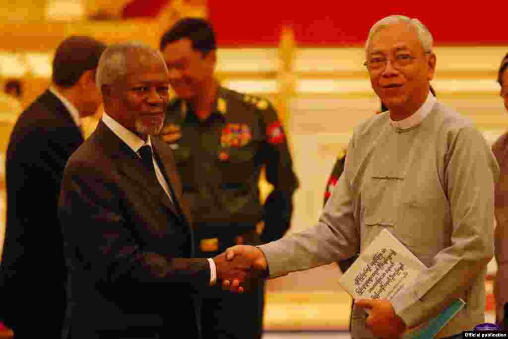 Kofi annan and president htin kyaw ( Myanmar President Office)