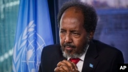 FILE—Somalia's President Hassan Sheikh Mohamud at the United Nations, December 12, 2023. Somalia on December 13, secured a 4.5 billion debt relief deal from its international creditors, the International Monetary Fund and World Bank said.