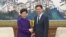 中国国务院副总理韩正与香港行政长官林郑月娥握手