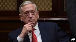 Defense Secretary James Mattis attends a meeting with President Donald Trump and Republican congressional leaders in the Roosevelt Room of the White House in Washington, Nov. 28, 2017. 