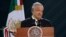 Mexico's President Andres Manuel Lopez Obrador holds his daily news conference in Oaxaca, Mexico, Oct. 18, 2019. 