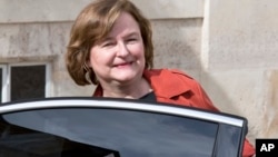 French Minister of European Affairs Nathalie Loiseau leaves the weekly cabinet at the Elysee Palace in Paris, March 20, 2019.