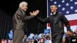 Билл Клинтон и Барак Обама. Бристоу, штат Вирджиния. 3 ноября 2012 г.