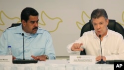 Los presidentes de Colombia, Juan Manuel Santos (derecha), y de Venezuela, Nicolás Maduro, discutirán cara a cara la crisis fronteriza entre ambas naciones.l