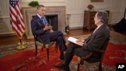 President Barack Obama during an interview with Voice of America in the Map Room of the White House June 22, 2011. (Official White House Photo by Lawrence Jackson)